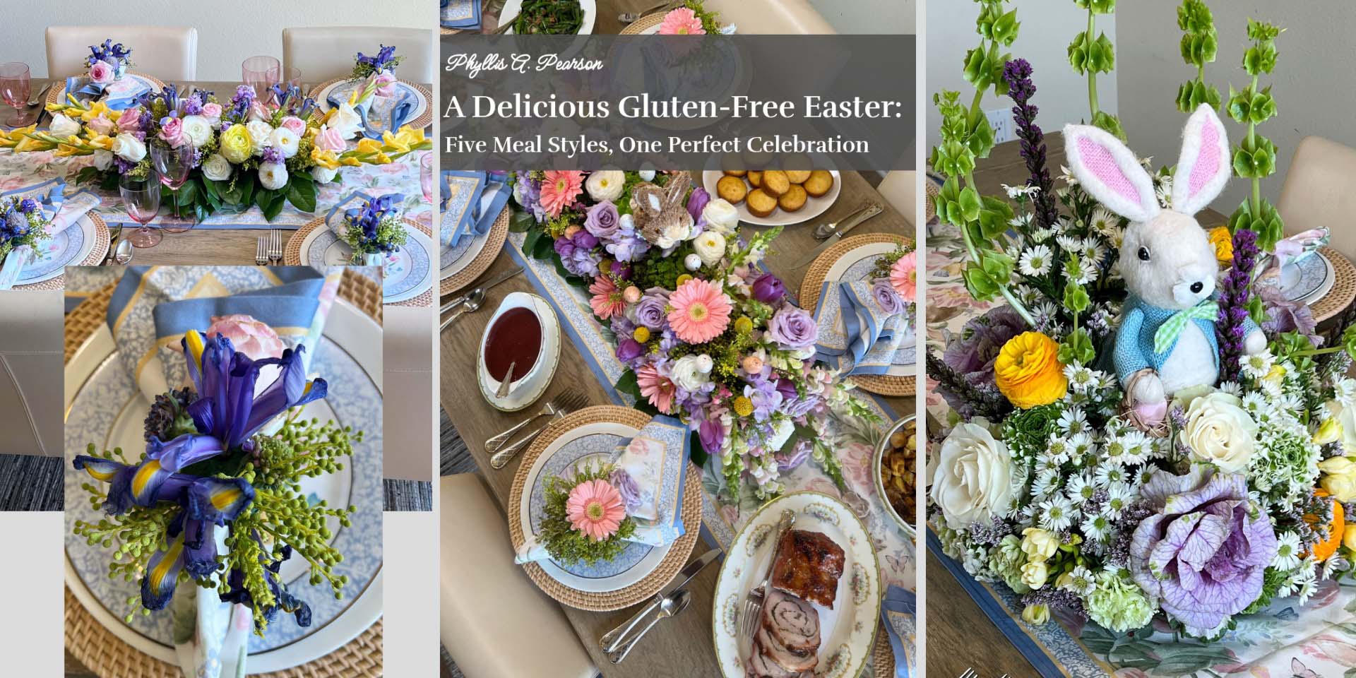 Easter editorial floral styling by Pearson Floral Designs in Los Angeles for gluten-free cookbook.