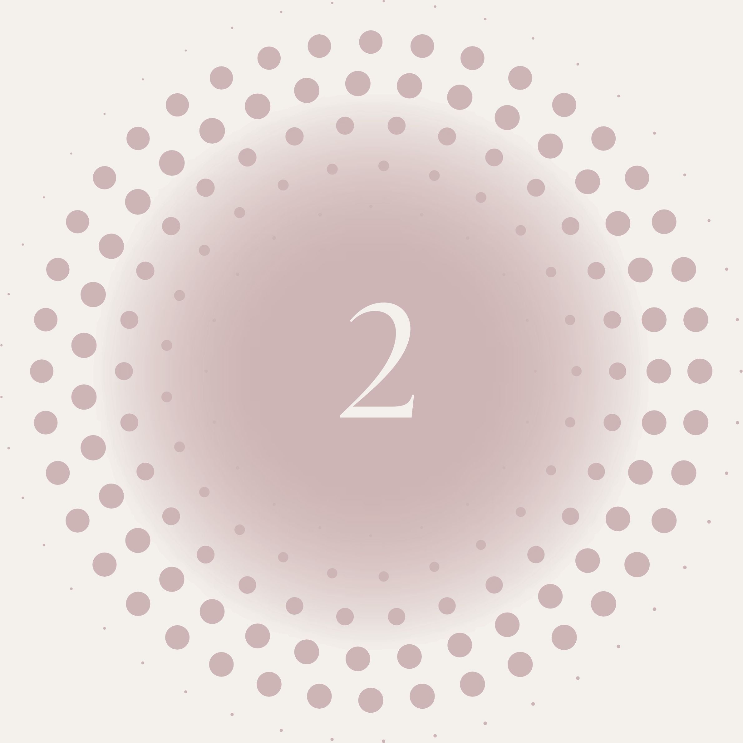 Number 2 on a pink gradient background with polka dots
