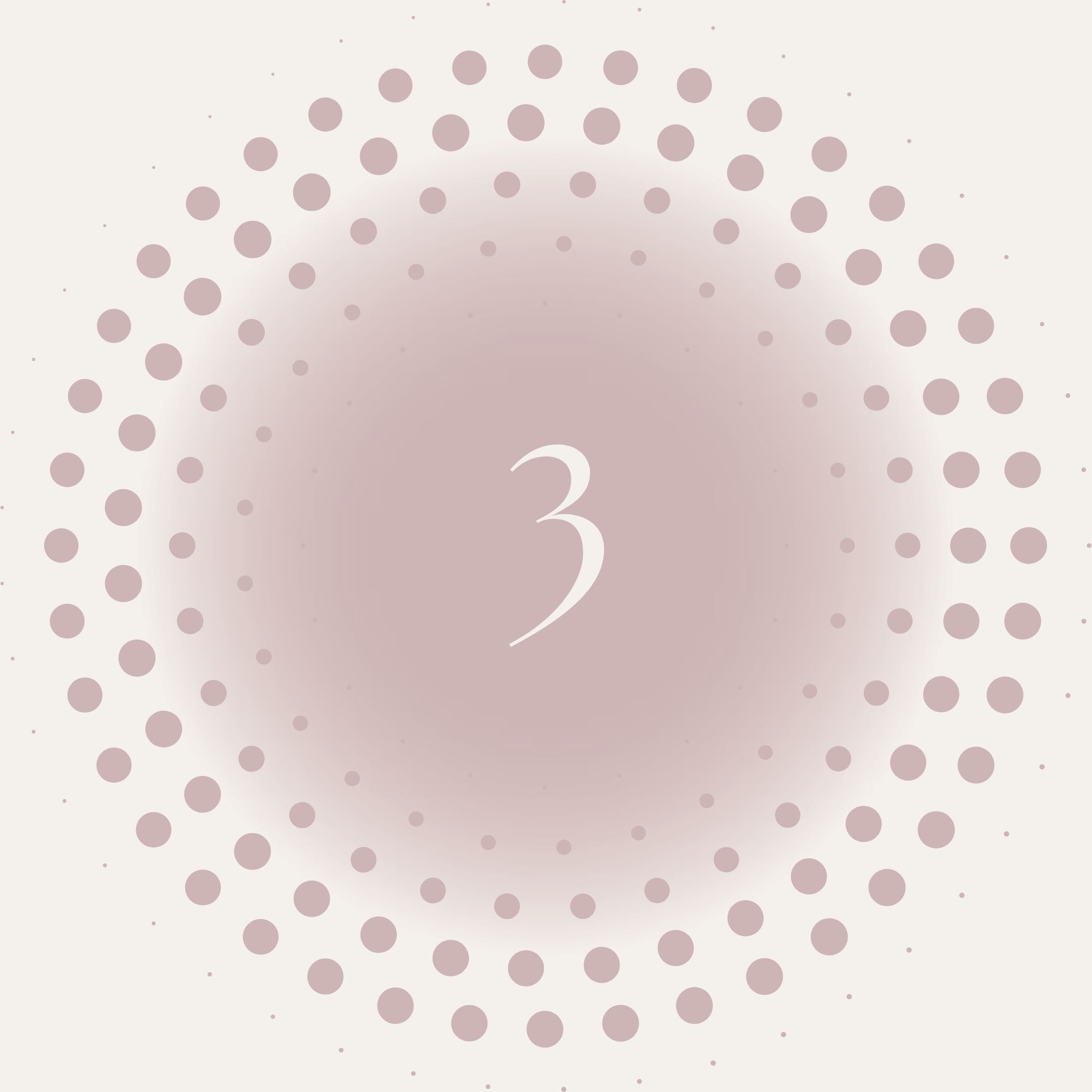 Number 3 on a pink gradient background with polka dots