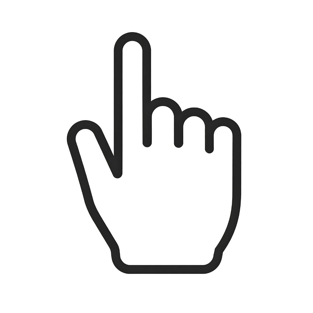 Black and white online cursor hand icon.