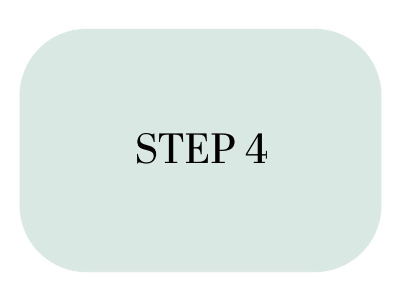 Rectangular light blue card with 'STEP 4' text on a white background