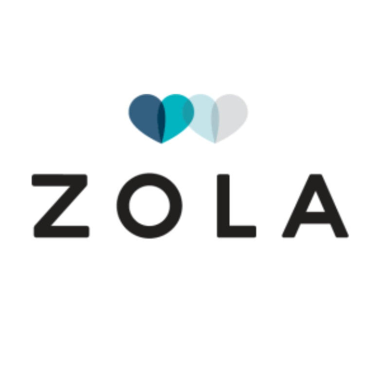 Zola logo with three heart shapes above the brand name on a white background